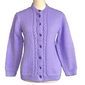 Vintage Handmade Cottagecore Grandmacore Lilac Sweater Cardigan